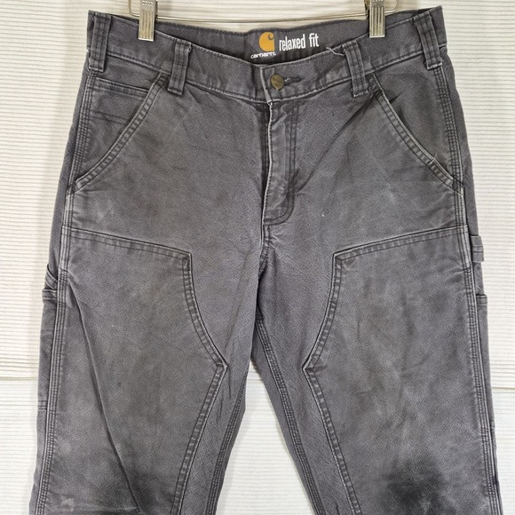 Carhartt Double Knee Work Pants 31x30 Relaxed Fit Gray Distressed Faded - Picture 3 of 12